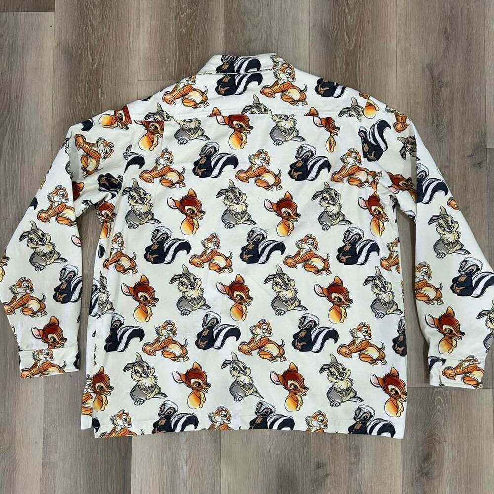 Disney Bambi Thumper Button Up Shirt Size US/AU XL Off White All Over - Picture 2 of 7